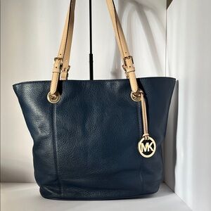 Michael Kors Navy and Tan Tote Bag